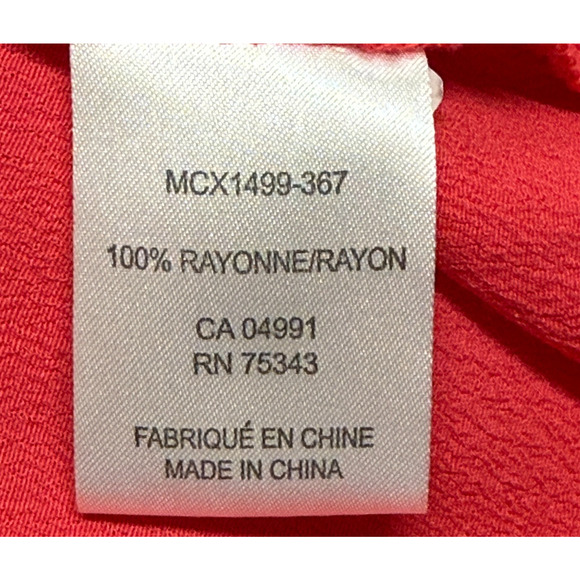 Cynthia Rowley Top Womens 1X Red Embroidered Tunic 3/4 Sleeve Pullover Blouse - Picture 8 of 10